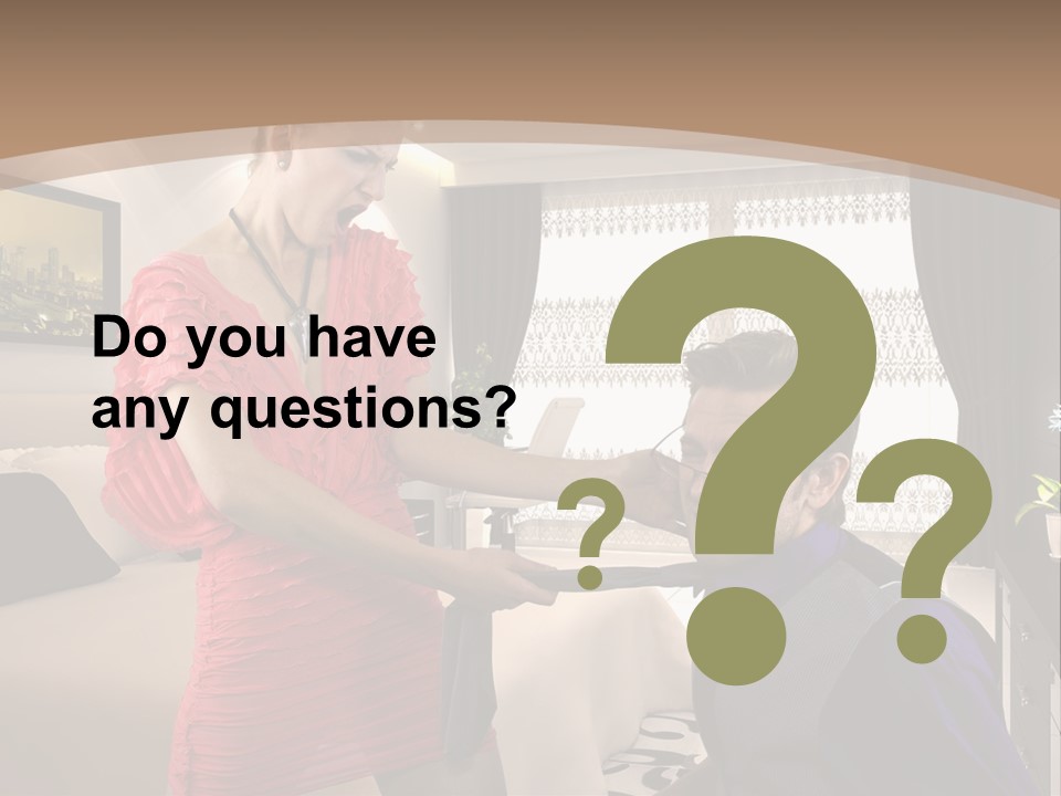 A Woman Combing A Man's Hair In A Living Room PowerPoint Template