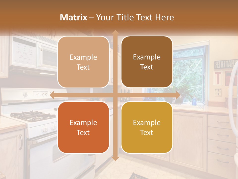 A Kitchen With White Appliances And A Window PowerPoint Template