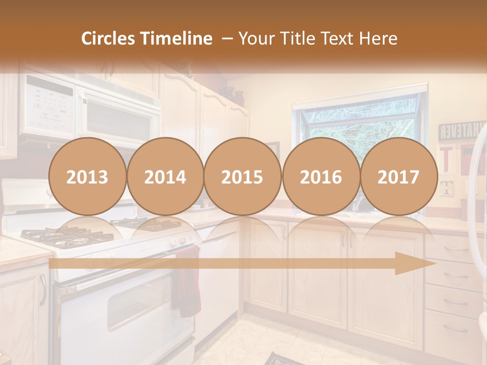 A Kitchen With White Appliances And A Window PowerPoint Template