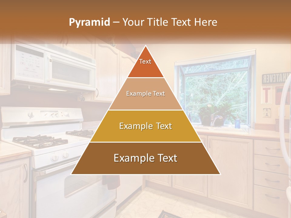 A Kitchen With White Appliances And A Window PowerPoint Template