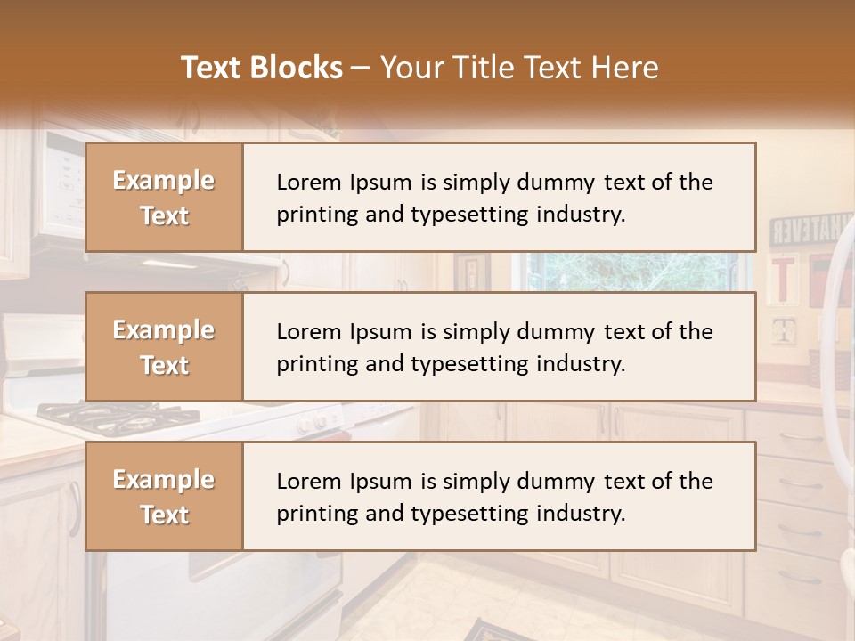 A Kitchen With White Appliances And A Window PowerPoint Template