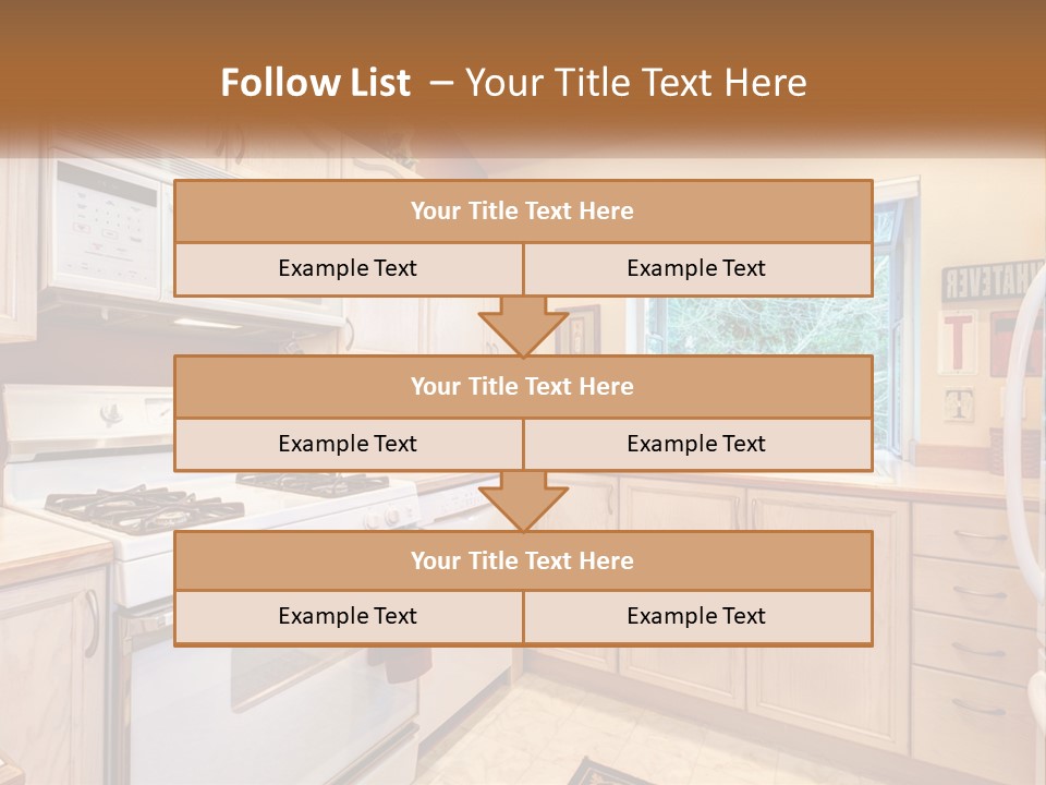 A Kitchen With White Appliances And A Window PowerPoint Template