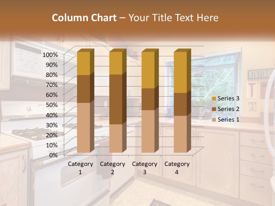 A Kitchen With White Appliances And A Window PowerPoint Template