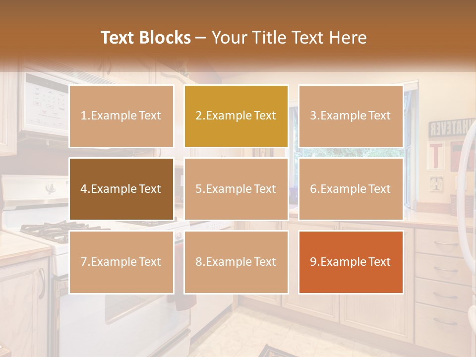 A Kitchen With White Appliances And A Window PowerPoint Template