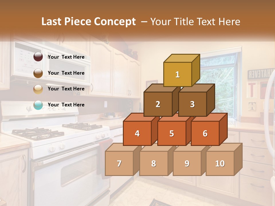 A Kitchen With White Appliances And A Window PowerPoint Template