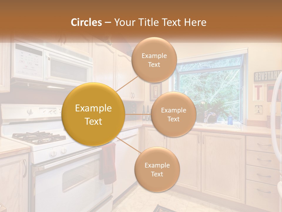 A Kitchen With White Appliances And A Window PowerPoint Template