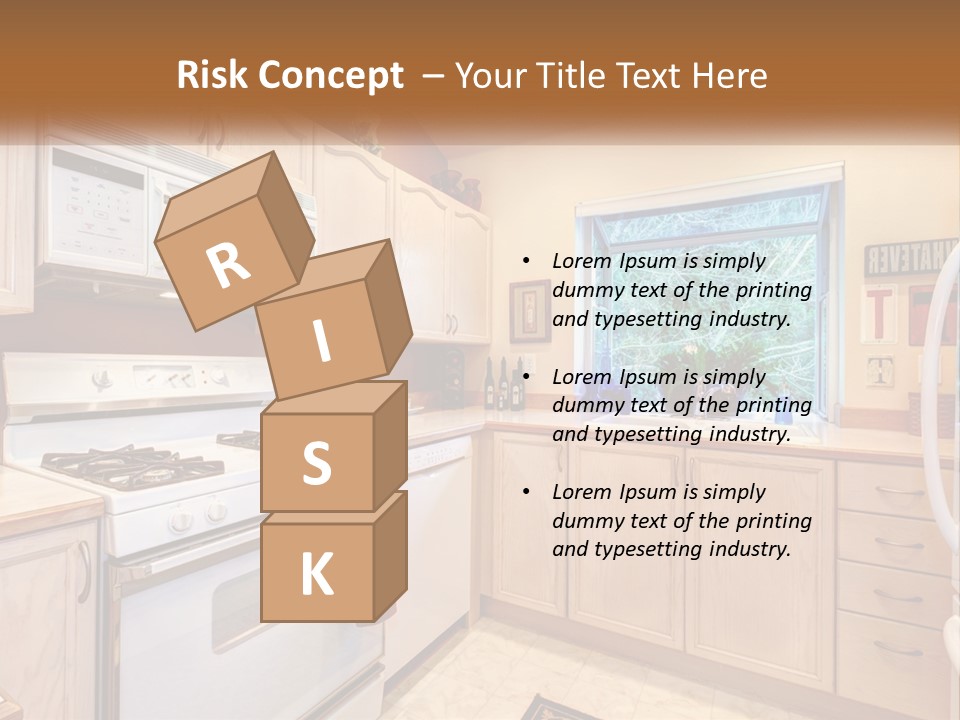 A Kitchen With White Appliances And A Window PowerPoint Template
