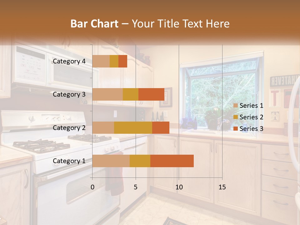 A Kitchen With White Appliances And A Window PowerPoint Template
