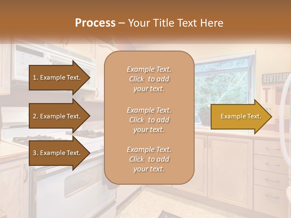 A Kitchen With White Appliances And A Window PowerPoint Template