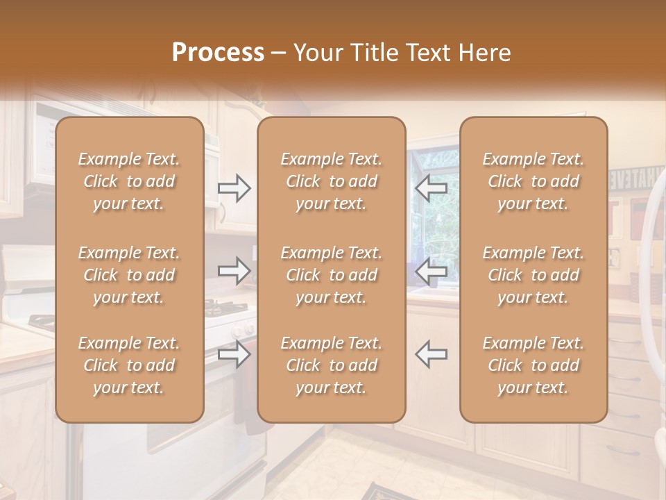 A Kitchen With White Appliances And A Window PowerPoint Template