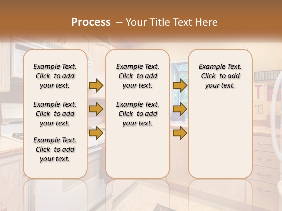 A Kitchen With White Appliances And A Window PowerPoint Template