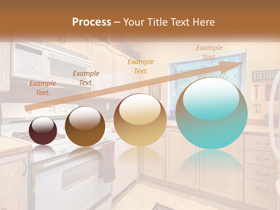 A Kitchen With White Appliances And A Window PowerPoint Template