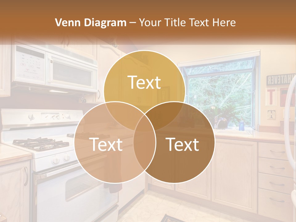 A Kitchen With White Appliances And A Window PowerPoint Template