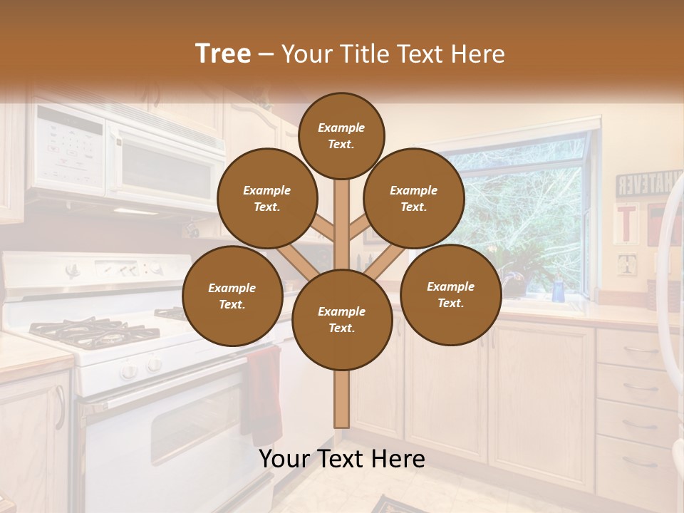 A Kitchen With White Appliances And A Window PowerPoint Template