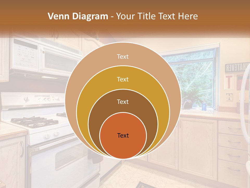 A Kitchen With White Appliances And A Window PowerPoint Template