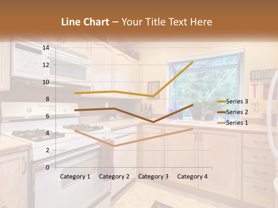 A Kitchen With White Appliances And A Window PowerPoint Template
