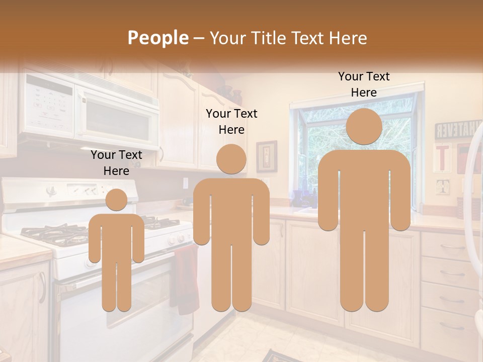 A Kitchen With White Appliances And A Window PowerPoint Template