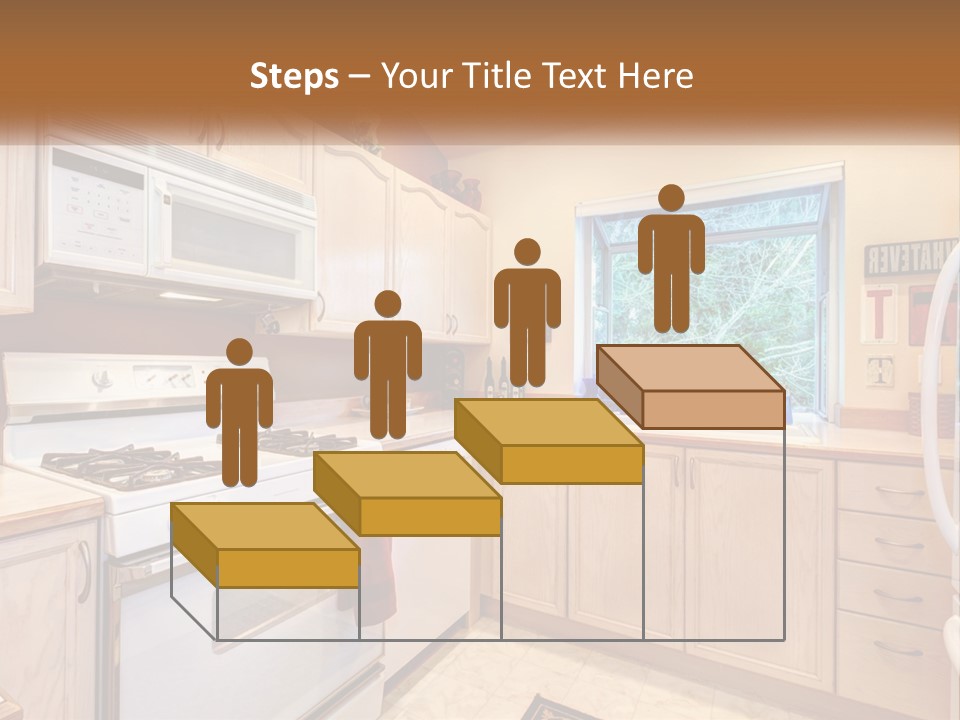 A Kitchen With White Appliances And A Window PowerPoint Template