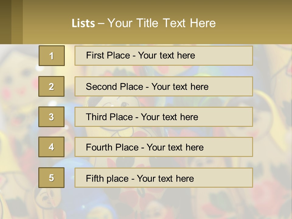 A Group Of Colorful Nesting Dolls On Display PowerPoint Template