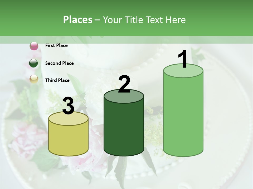 A Wedding Cake With Pink And White Flowers On A Table PowerPoint Template