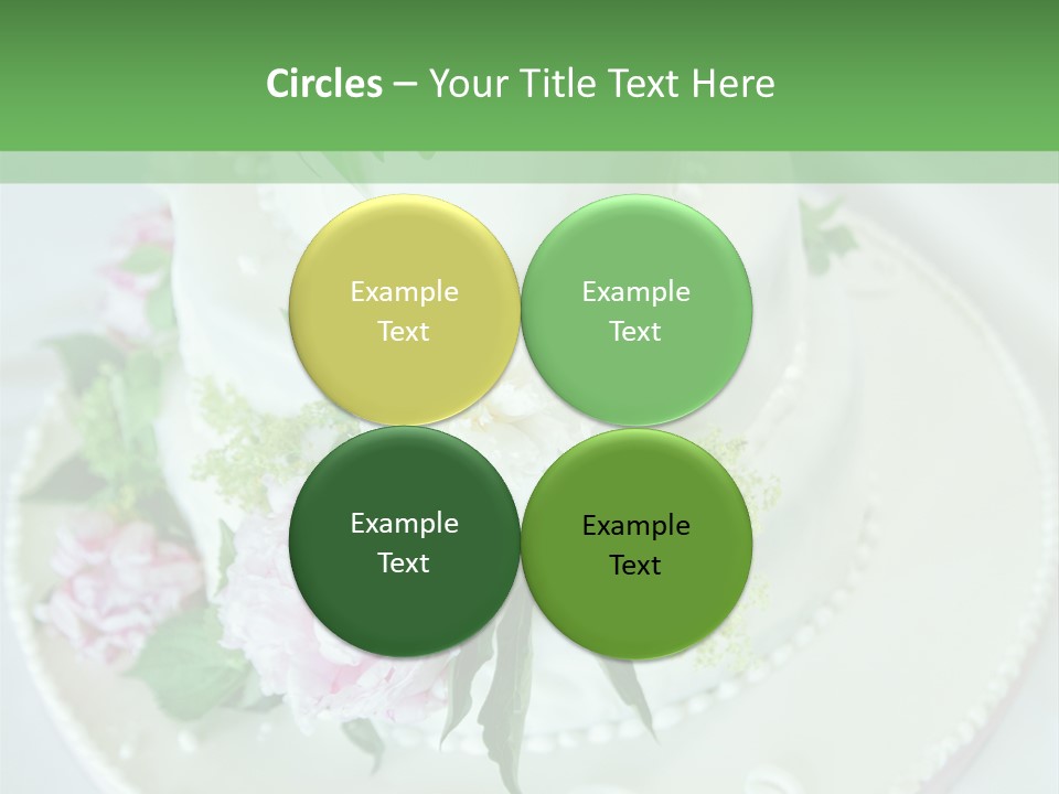 A Wedding Cake With Pink And White Flowers On A Table PowerPoint Template