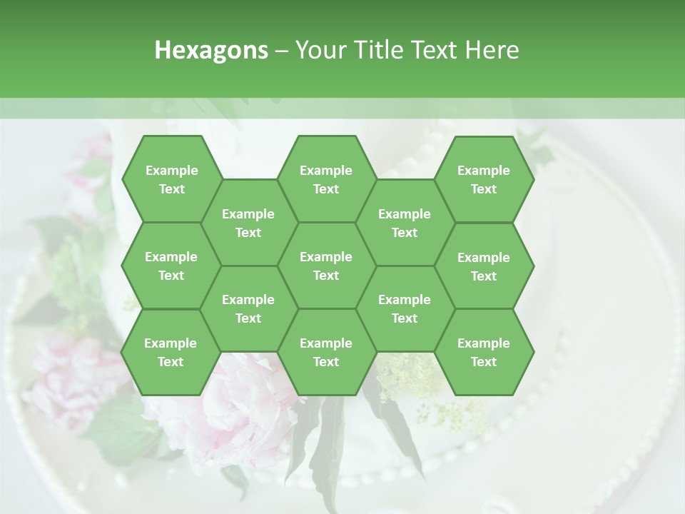 A Wedding Cake With Pink And White Flowers On A Table PowerPoint Template