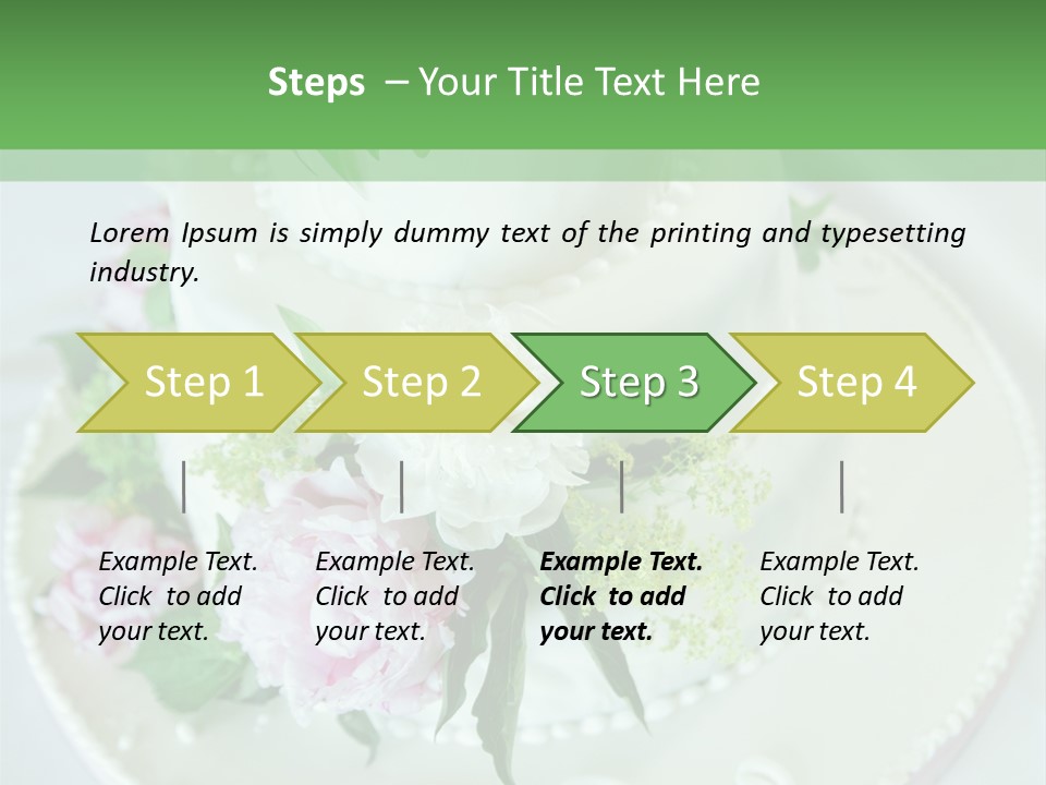 A Wedding Cake With Pink And White Flowers On A Table PowerPoint Template