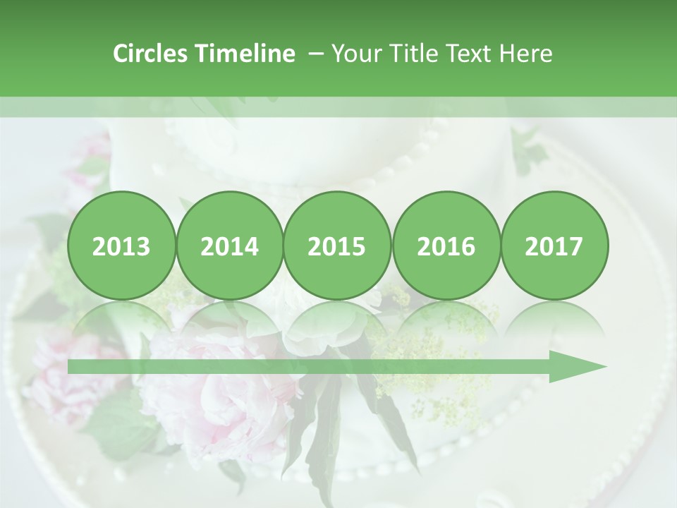 A Wedding Cake With Pink And White Flowers On A Table PowerPoint Template