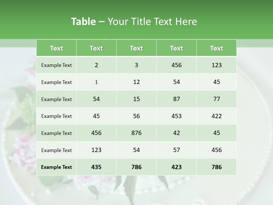 A Wedding Cake With Pink And White Flowers On A Table PowerPoint Template