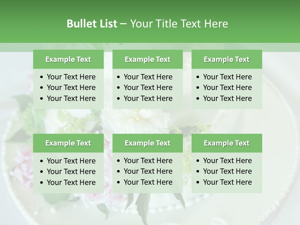 A Wedding Cake With Pink And White Flowers On A Table PowerPoint Template