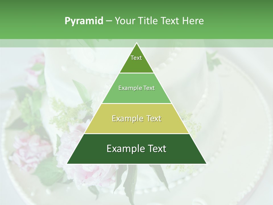 A Wedding Cake With Pink And White Flowers On A Table PowerPoint Template