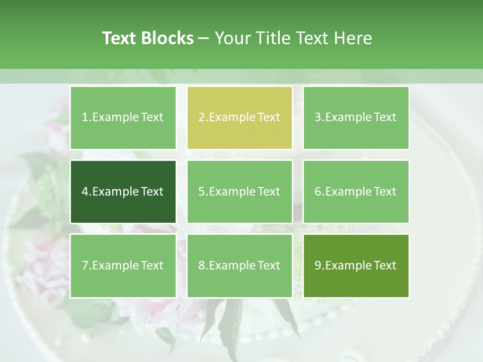 A Wedding Cake With Pink And White Flowers On A Table PowerPoint Template