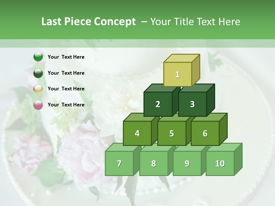 A Wedding Cake With Pink And White Flowers On A Table PowerPoint Template