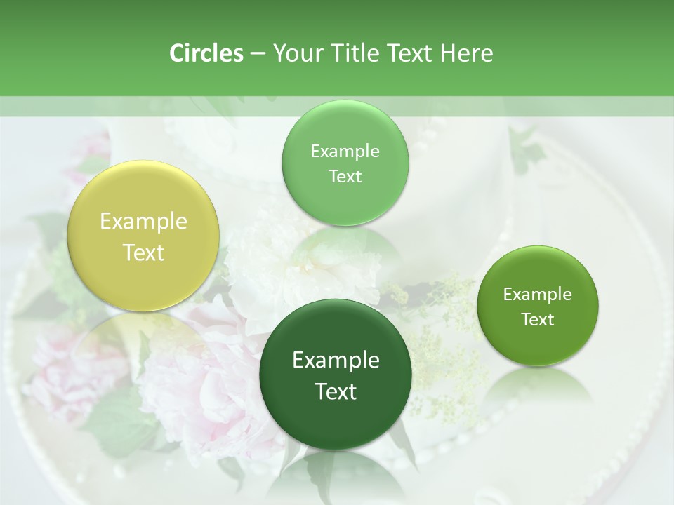 A Wedding Cake With Pink And White Flowers On A Table PowerPoint Template