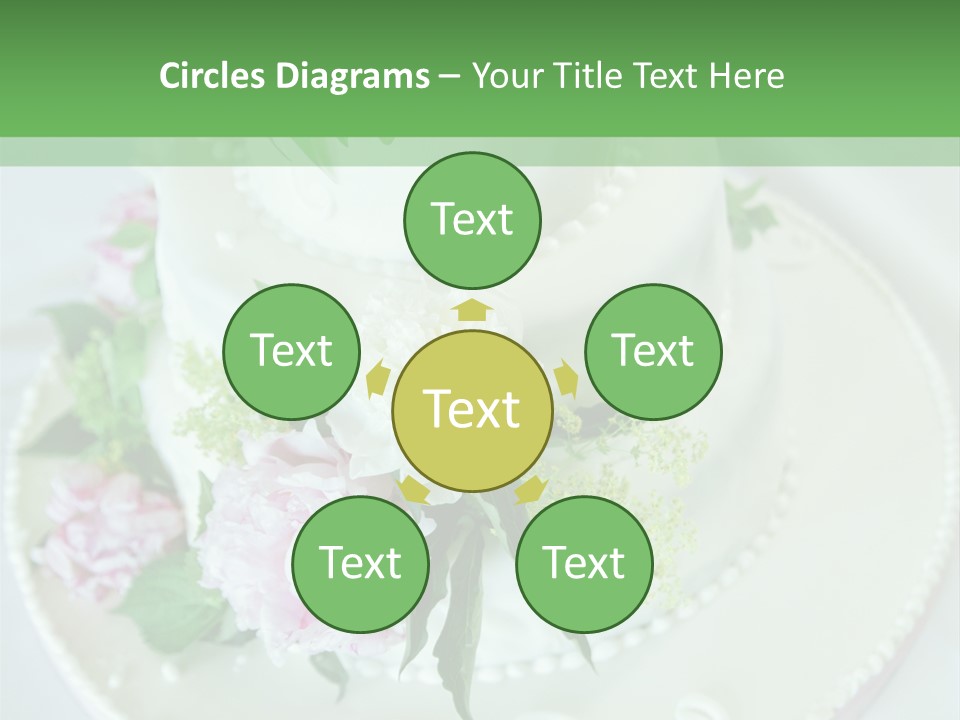 A Wedding Cake With Pink And White Flowers On A Table PowerPoint Template