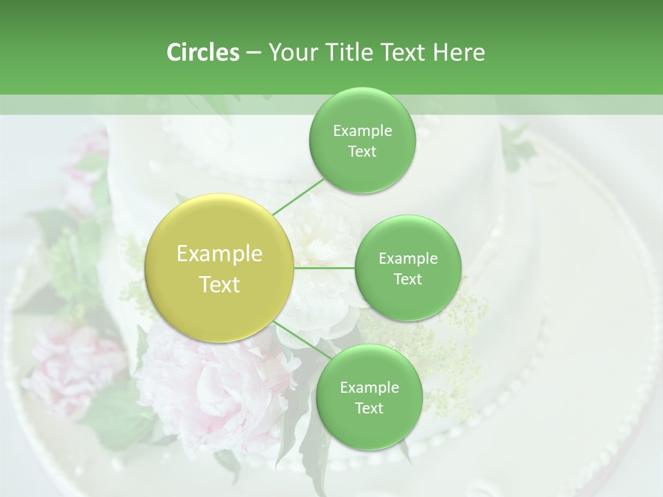 A Wedding Cake With Pink And White Flowers On A Table PowerPoint Template