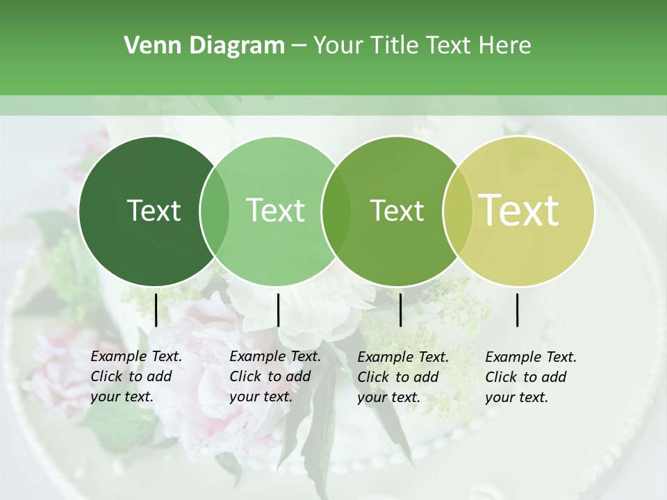 A Wedding Cake With Pink And White Flowers On A Table PowerPoint Template