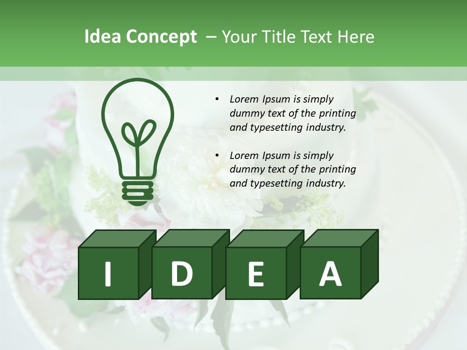 A Wedding Cake With Pink And White Flowers On A Table PowerPoint Template