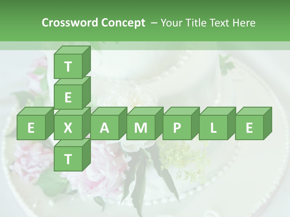 A Wedding Cake With Pink And White Flowers On A Table PowerPoint Template