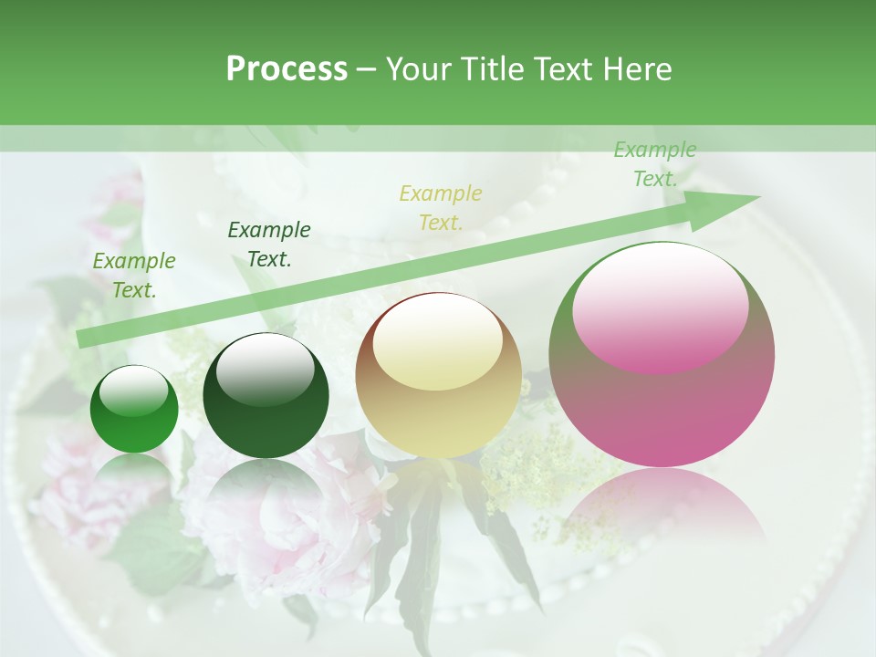 A Wedding Cake With Pink And White Flowers On A Table PowerPoint Template