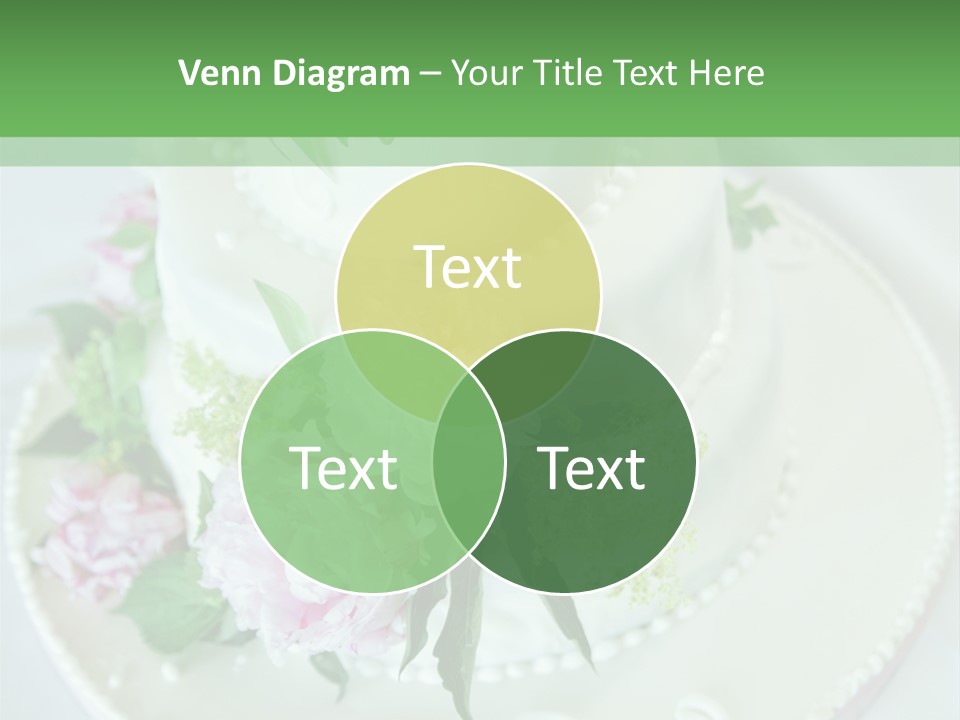 A Wedding Cake With Pink And White Flowers On A Table PowerPoint Template