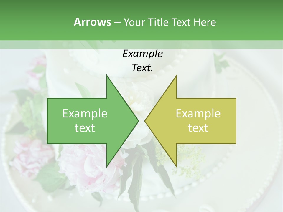 A Wedding Cake With Pink And White Flowers On A Table PowerPoint Template