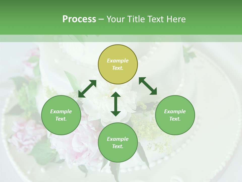 A Wedding Cake With Pink And White Flowers On A Table PowerPoint Template