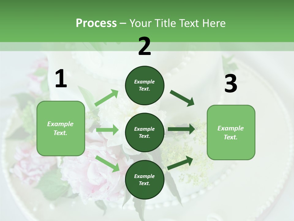 A Wedding Cake With Pink And White Flowers On A Table PowerPoint Template