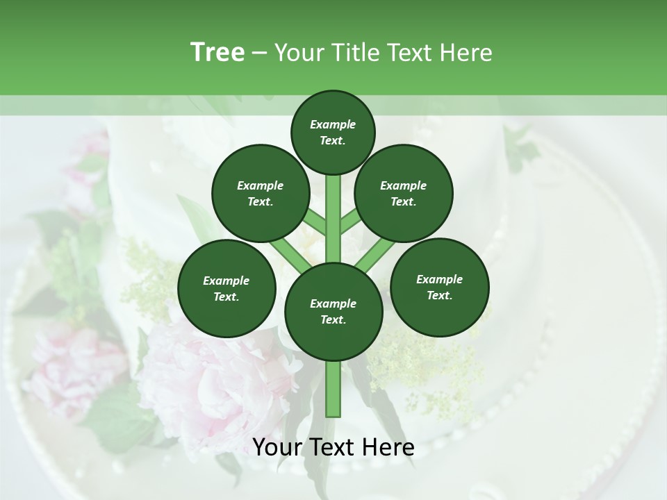 A Wedding Cake With Pink And White Flowers On A Table PowerPoint Template