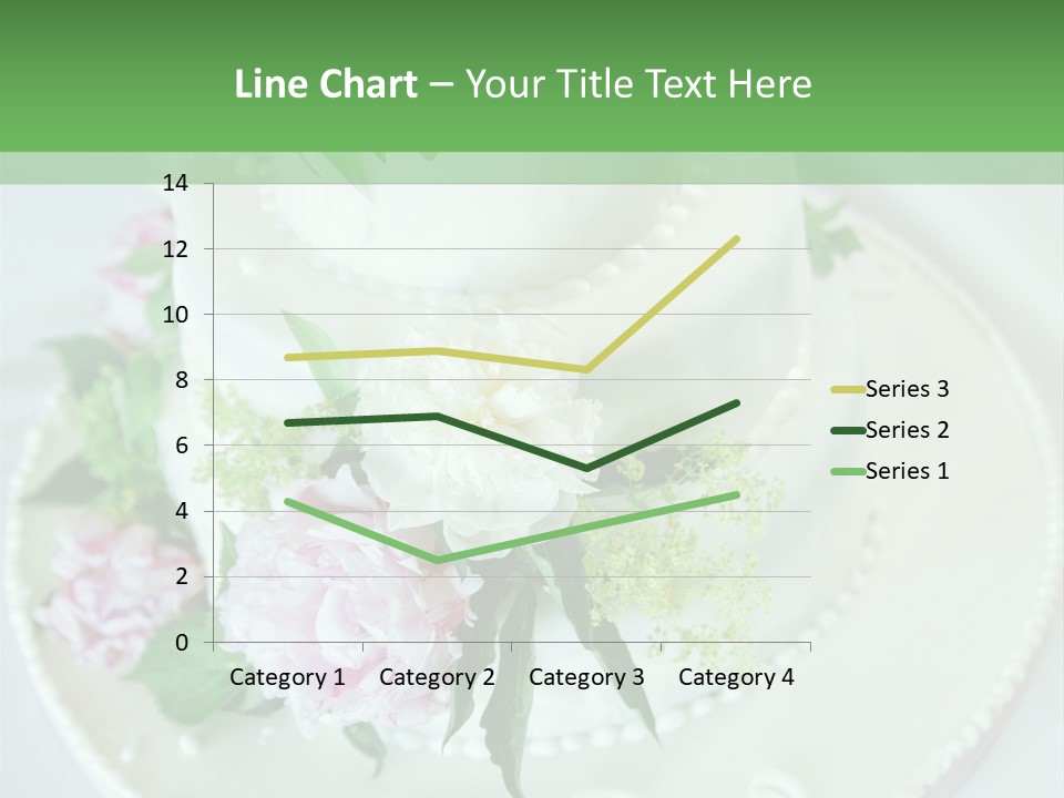 A Wedding Cake With Pink And White Flowers On A Table PowerPoint Template