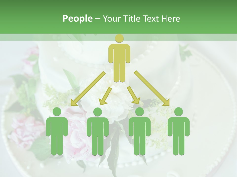 A Wedding Cake With Pink And White Flowers On A Table PowerPoint Template