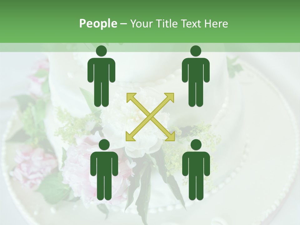 A Wedding Cake With Pink And White Flowers On A Table PowerPoint Template