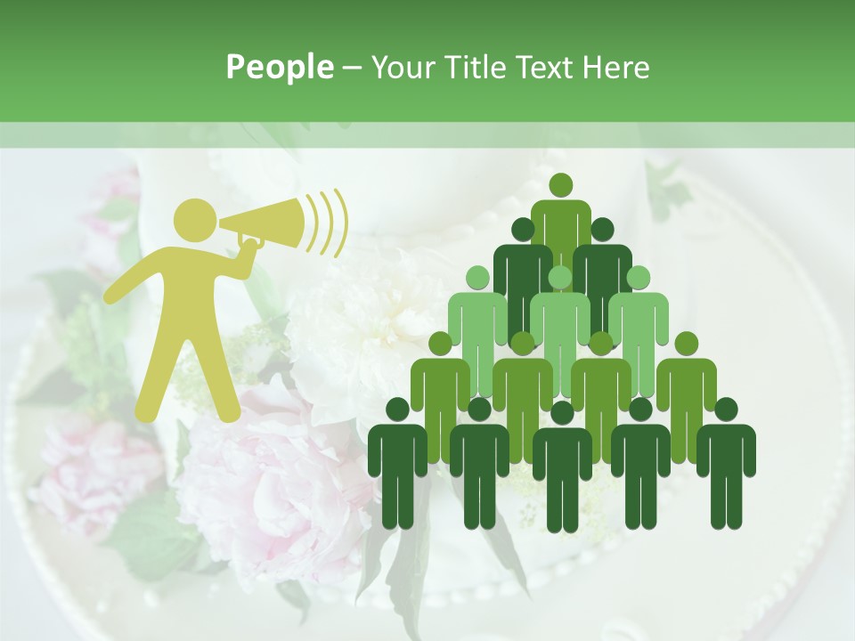 A Wedding Cake With Pink And White Flowers On A Table PowerPoint Template