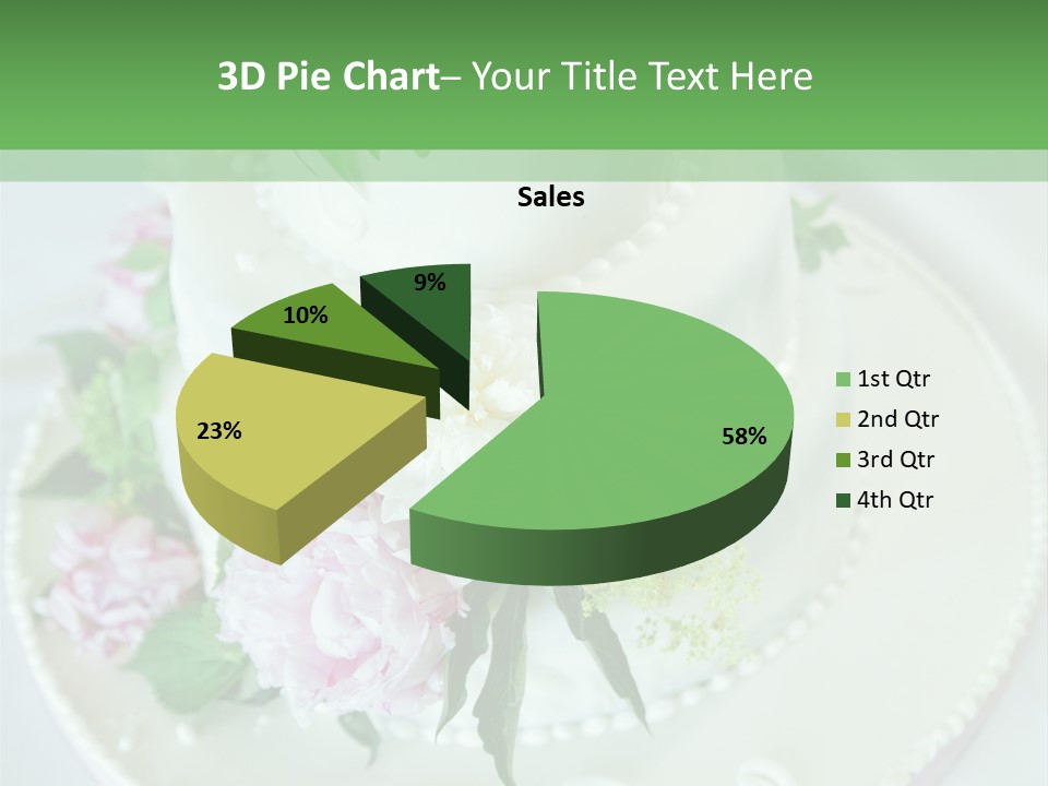 A Wedding Cake With Pink And White Flowers On A Table PowerPoint Template